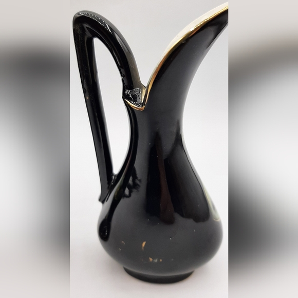 Vintage Hand Painted Porcelain Ceramic Art Little Vases Gold Trim Japan 5" Tall - Picture 6 of 10